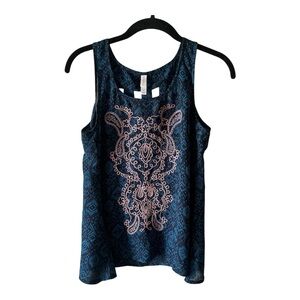 Blue and pink paisley tank top #paisley #sheer